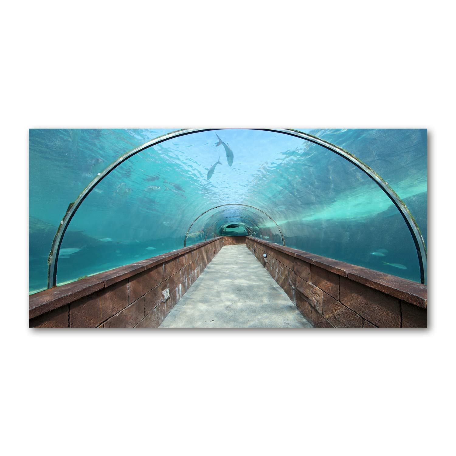 Tableau panoramique cuisine verre 120x60 cm anti-taches bleu aquarium