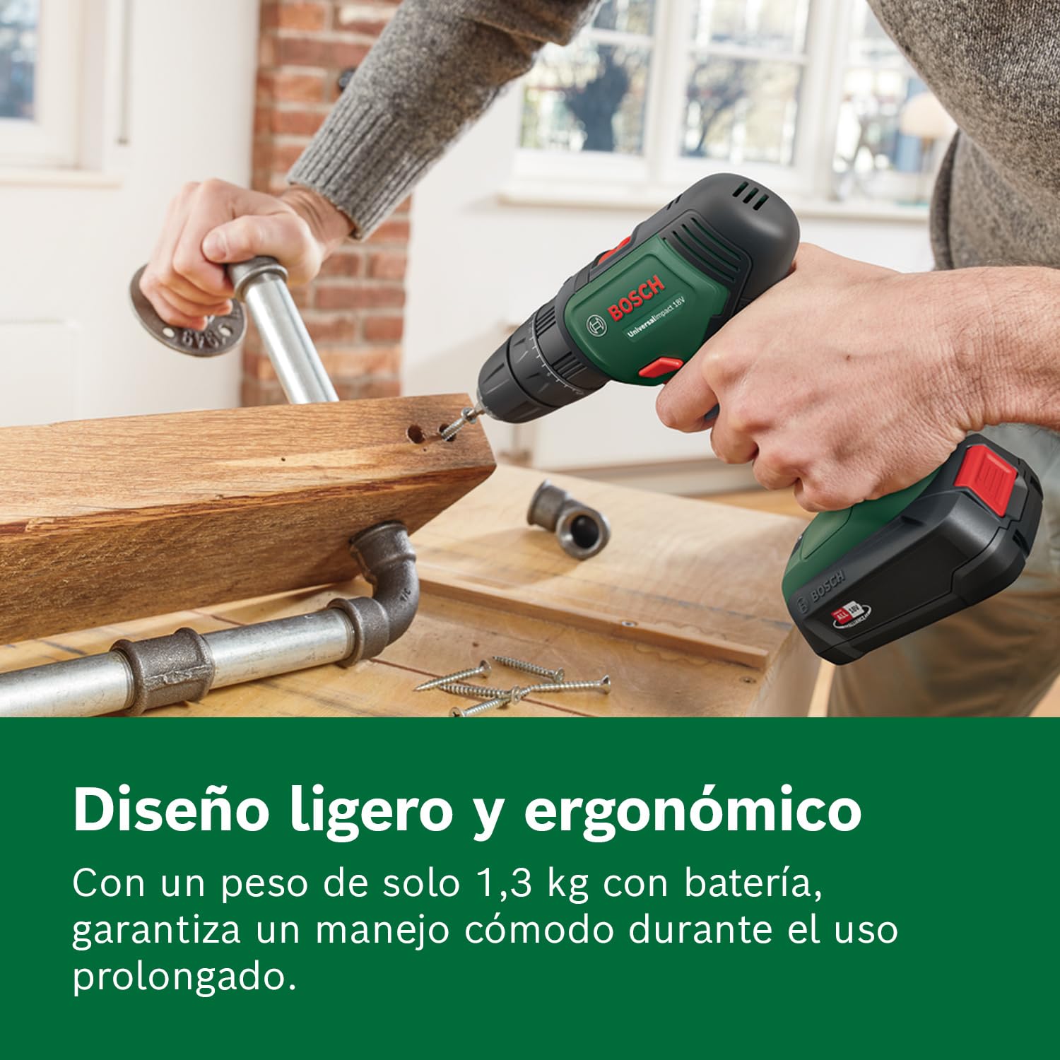 Bosch Martillo taladrador a batería UniversalImpact 18 (2 baterías, sistema de 18 V, en Maletín)