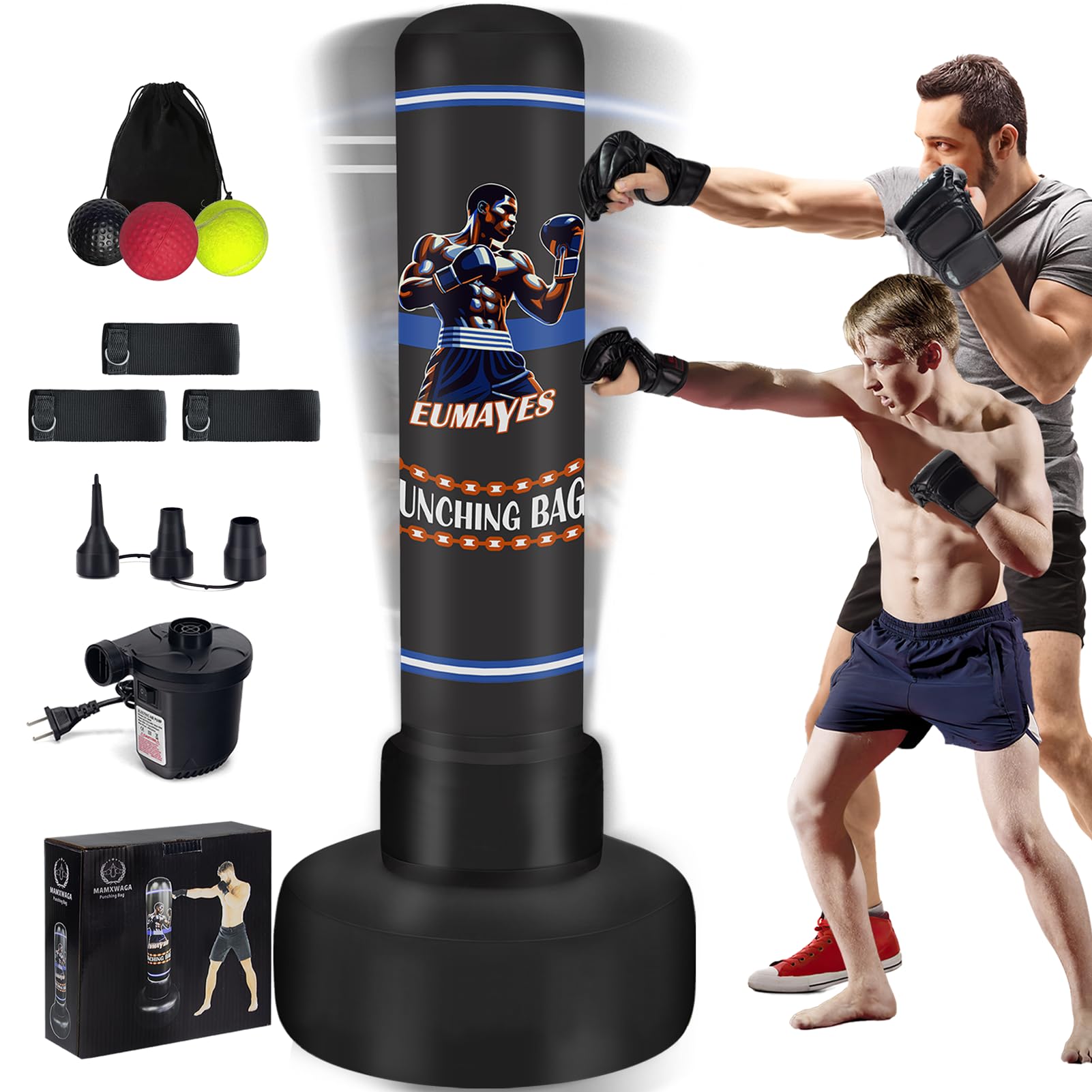 Sac De Frappe Sur Pied 175cm Sac De Boxe Gonflable, Stand Alone