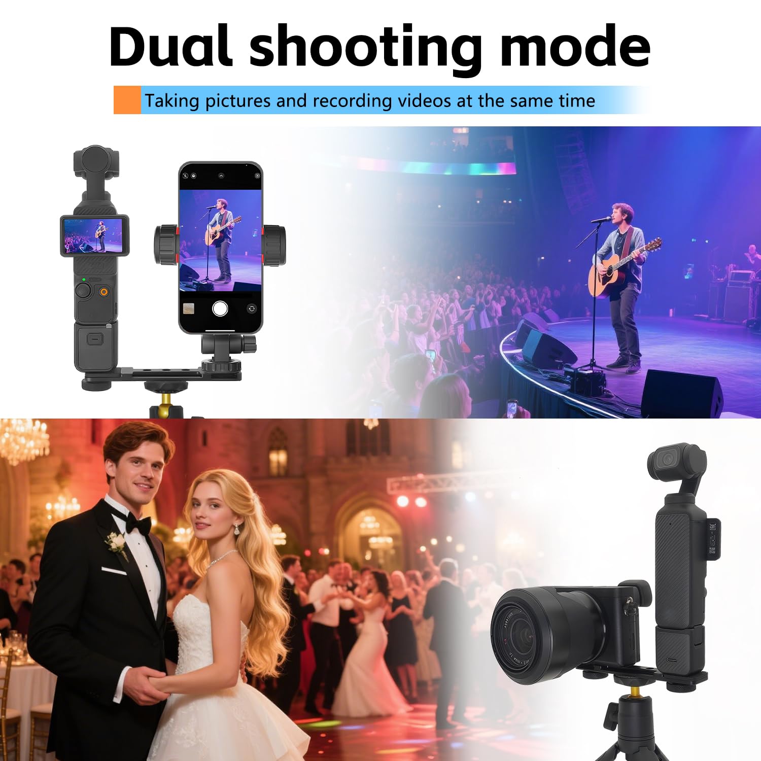 Osmo Pocket 4/3 Telefon Uchwyt kompatybilny z DJI Osmo Pocket 4/3 Creator Combo Zestawem Monitor Uchwyt Akcesoria, Statywu Adapter z 360°Smartfony Uchwytem Vlogowanie Na żywo Wideo Fotografowanie
