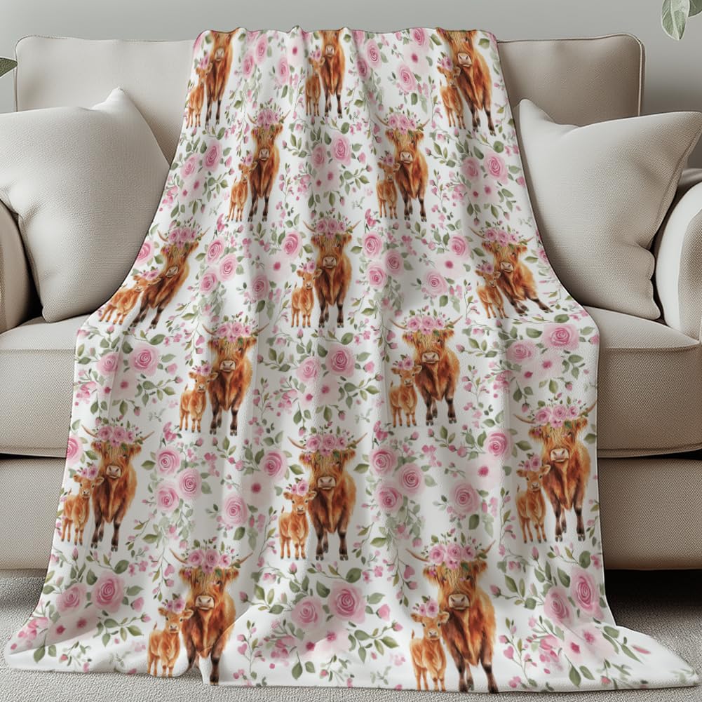 Plaid flanelle motif vache écossaise couverture polaire lit et canapé douce douce 130x150cm