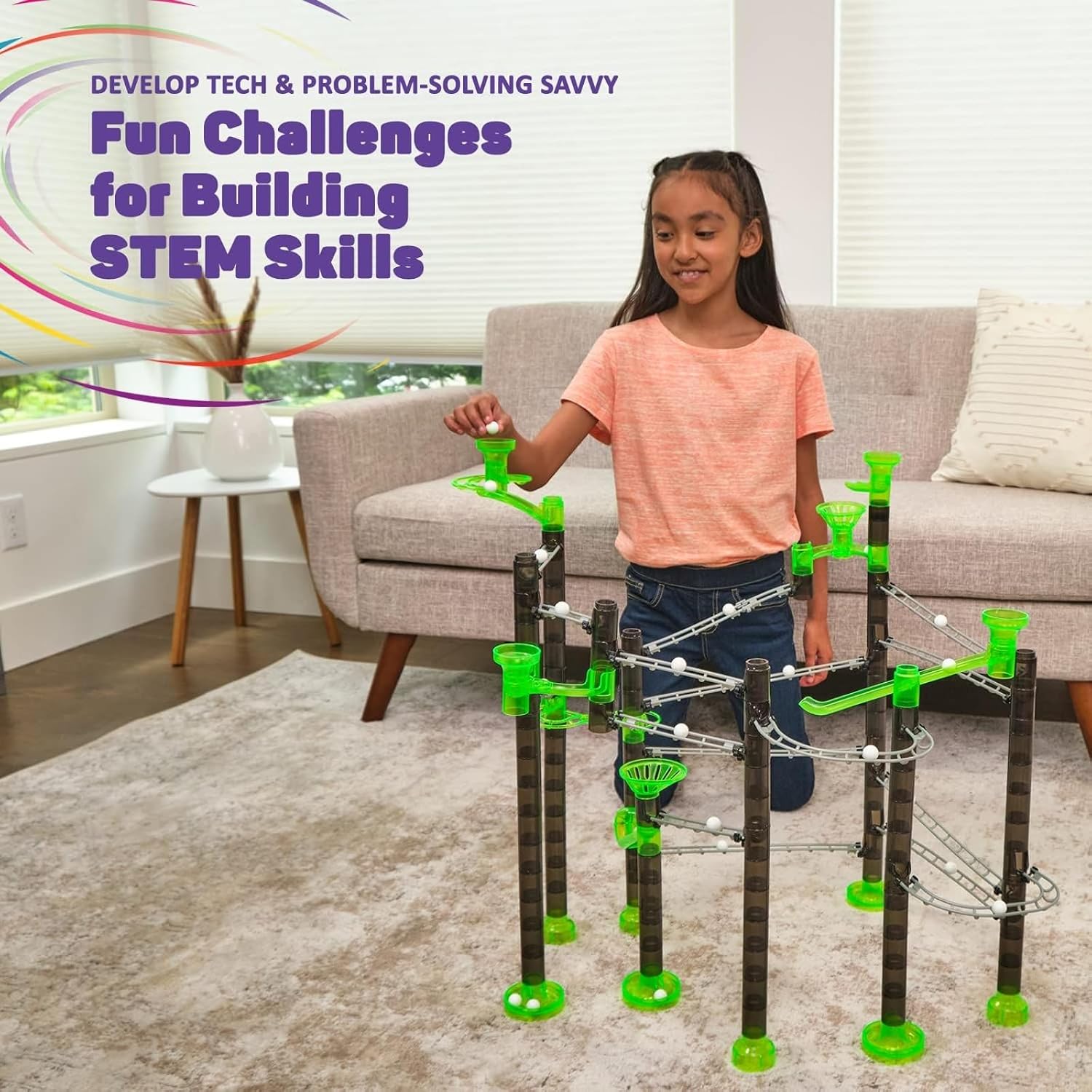 Marble Genius Marble Rails Super Set, 325 Piece Marble Run for Kids 8+ (45 Marbles, 15 Rail Pieces, 10 Base Pieces & More), STEM, Full-Color Instructions, Great for Kids & Teens