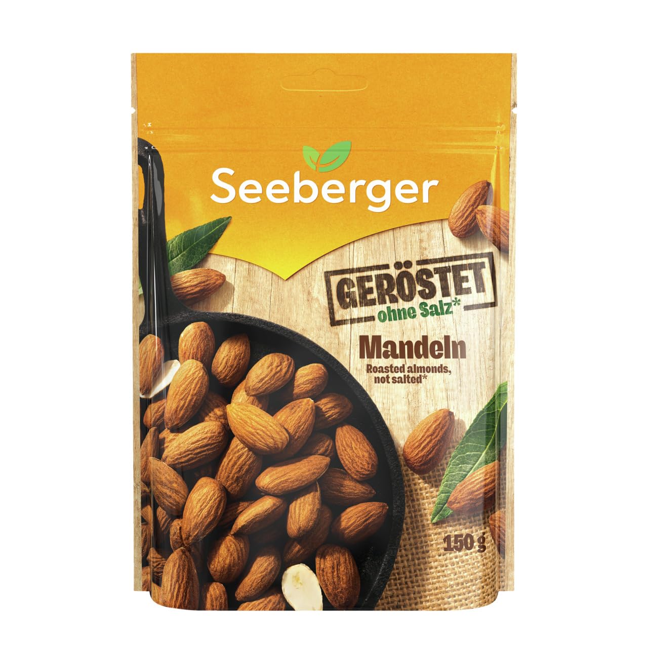 Seeberger Mandeln geröstet 5er Pack: Große knackige Mandelkerne - mit hohem Vitamin Gehalt - knusprige Kerne mit angenehm-süßlichem Aroma ohne Salz, vegan (5 x 150 g)