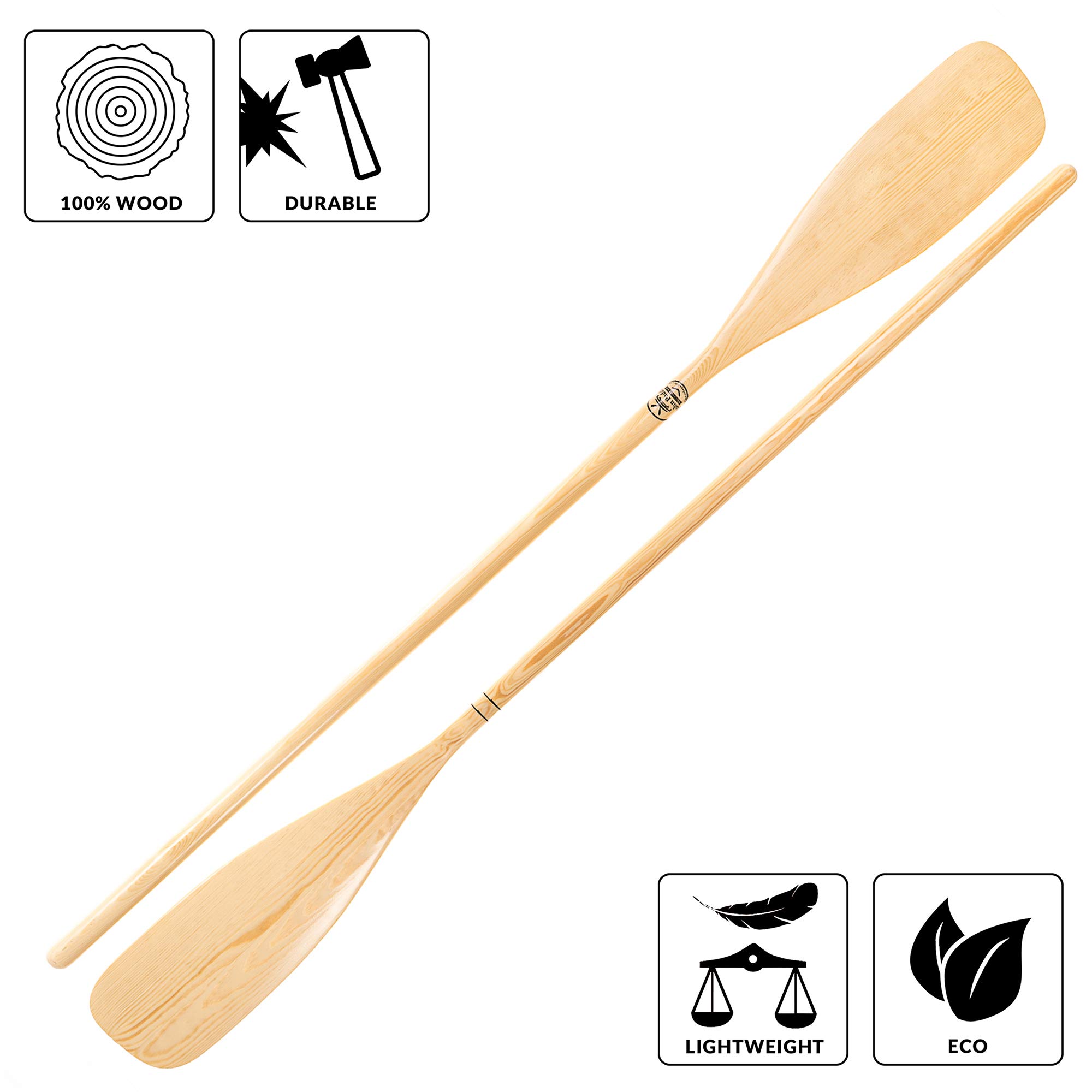 2 Stück Schlauchbootpaddel/Ruder aus Holz fur Ponton, Rafting, Angelboote usw/nur Ruder oder Ruder + Paddle Sleeve zur Auswahl 150cm,160cm