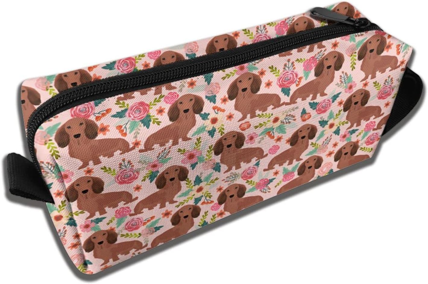 MOLIAN Dachshunds Floral Dogs Makeup Bag For Women, Portable Cosmetic Bag Zipper Pouch Travel Toiletry Organizer Bag - Image 3