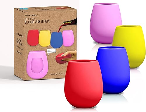 Sili Wraps Copas de vino de silicona irrompibles juego de 4 sin BPA espirales Tucán