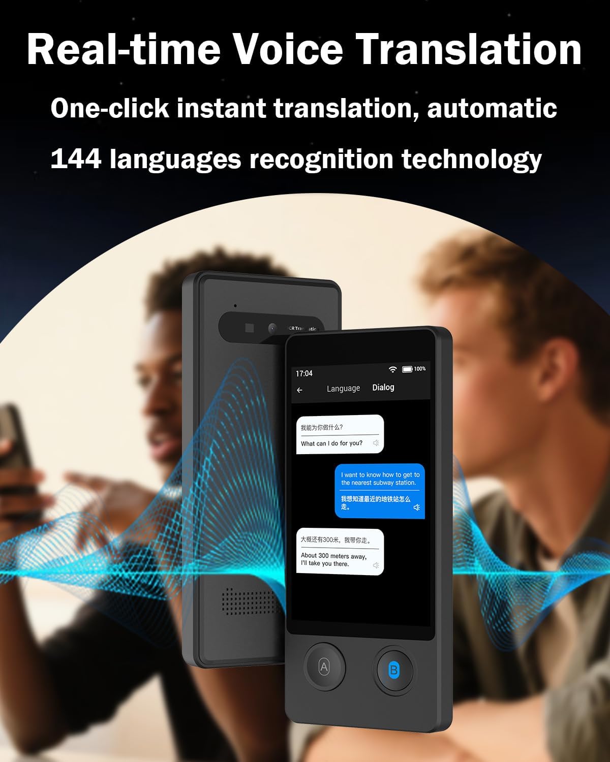 Wooask Language Translator Device, Two Way Real Time Translator with 144 Languages No WiFi Needed, 2025 Upgraded W12 AI Translator Voice/Offline/Photo Translation for Travel, Business, Learning