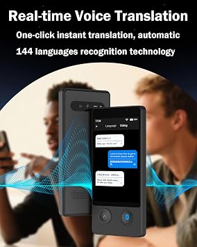 Wooask Language Translator Device, Two Way Real Time Translator with 144 Languages No WiFi Needed, 2025 Upgraded W12 AI Translator Voice/Offline/Photo Translation for Travel, Business, Learning