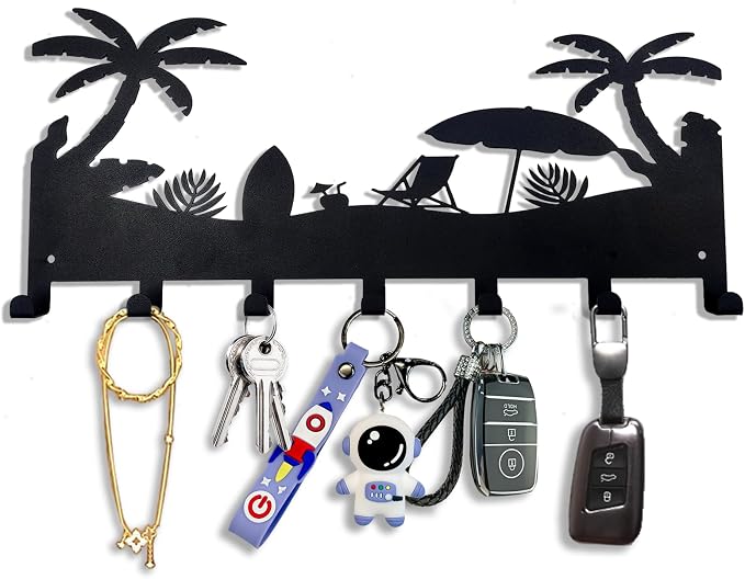 Amazon.com: BooWoodNeonMetal Wall Mounted Key Rack | Metal Key Rack ...