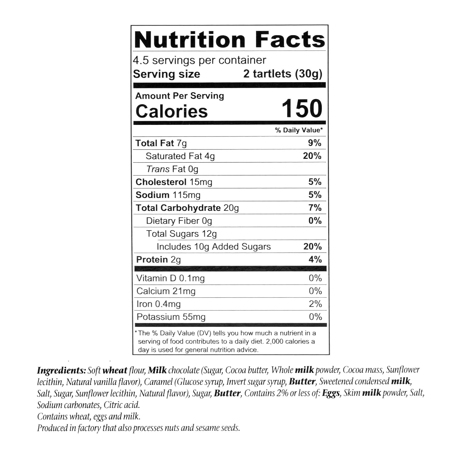 Bonne Maman Chocolate Caramel Tartlets, 4.76 Ounce (Pack of 1)