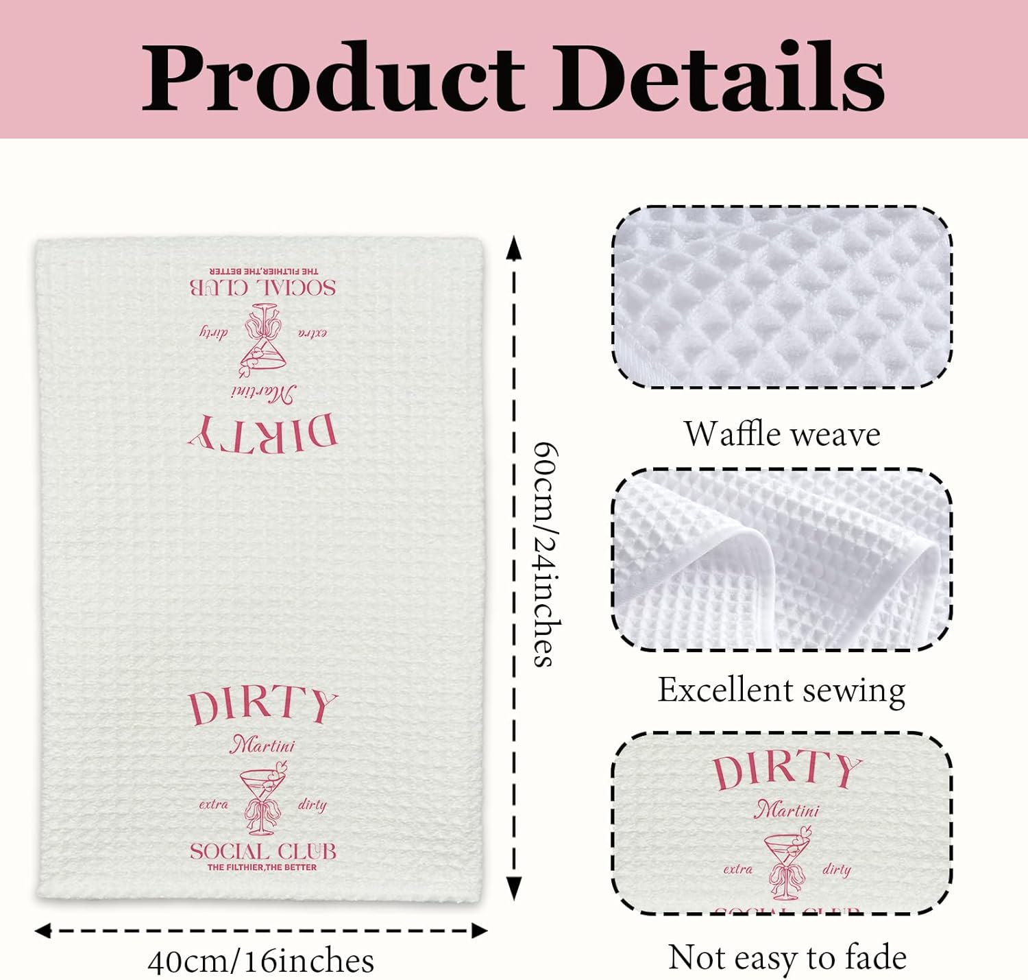 Funny Wine Kitchen Towels Bows Dish Tea Towels for Kitchen, Absorbent Reusable Towel Home Decor Hand Towel, Thanksgiving Gift for Wine Lovers Martini Decor for Bar Home 16 x 24 Inch - B18 - Image 2