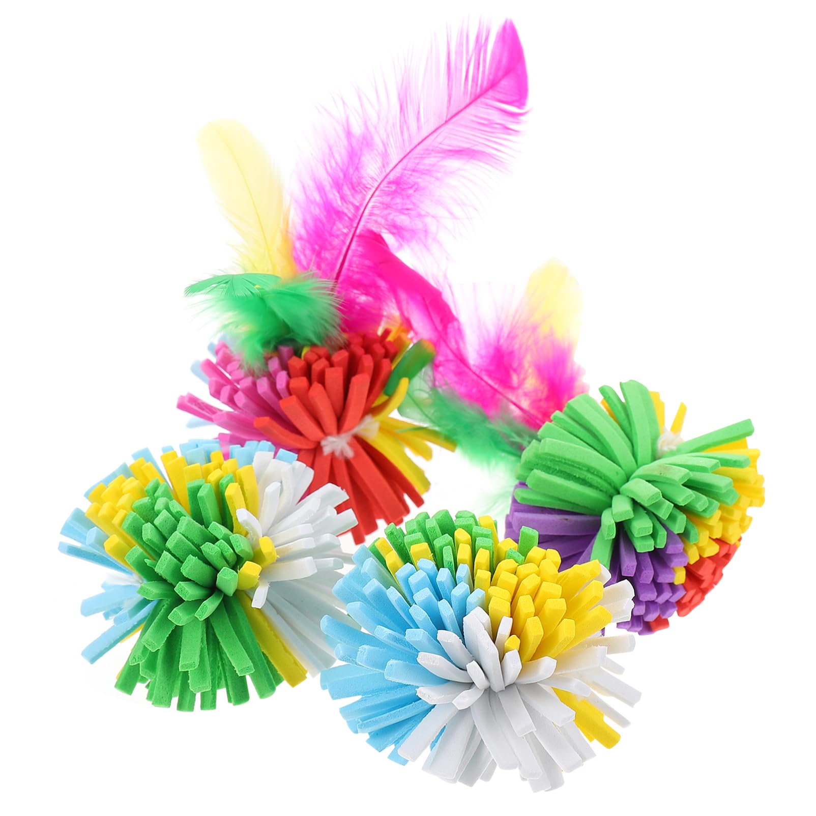 Milisten Lot De 4 Balles Colorées pour Chat Jouets Interactifs à Griffer en Eva 4 Cm Plume Plume, Jouets Amusants pour Vos Animaux De Compagnie D’intérieur