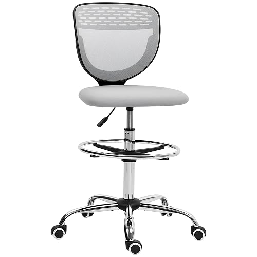 Vinsetto Chaise Bureau Ergonomique avec Repose-Pieds sans Accoudoirs Gris |
