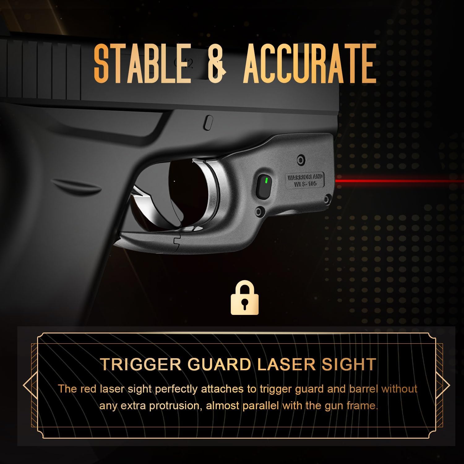 WARRIORLAND Trigger Laser Sight Fit for Glock 42 with Kydex Holster, First Laser Light with Power Indicator & Right-Hand IWB Conceal Carry Holster with Optics Cut, WLS-105 w/ G42 Holster
