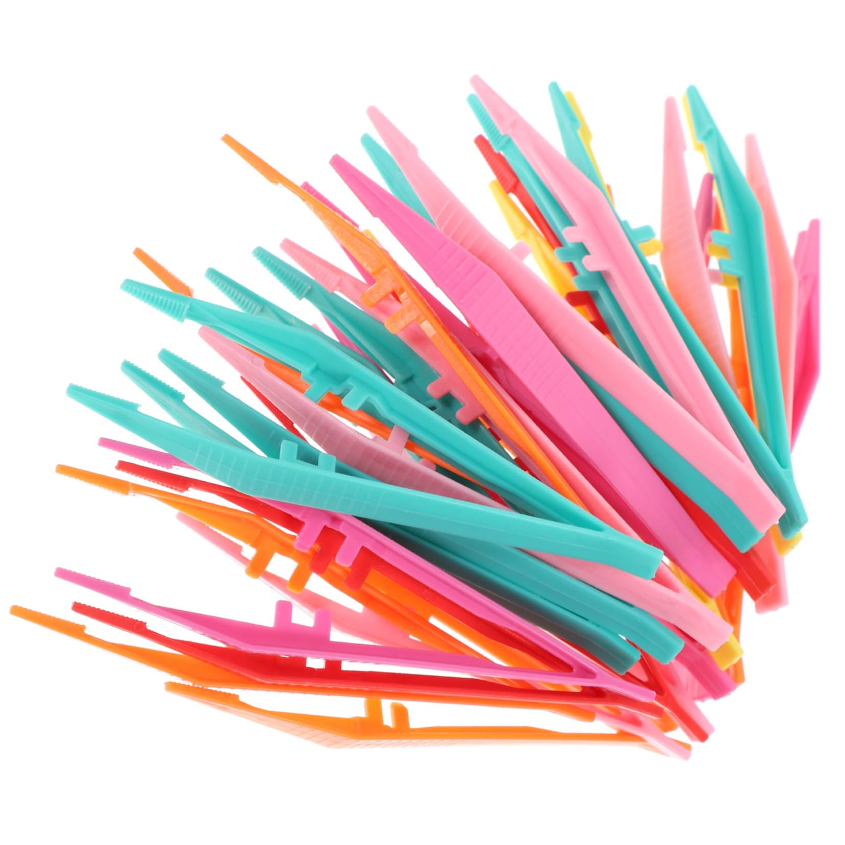 VILLCASE 25Pcs Plastic Flat Head Tweezers for Lightweight Collecting Forceps for Home and Classroom Use for Fine Motor Skill Development and Science Experiments
