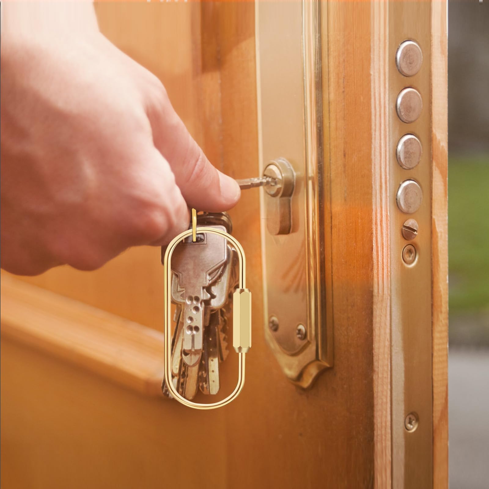 Amazon.com: 4Pcs Brass Screw Lock Keychains with 8 Flat Rings Gold