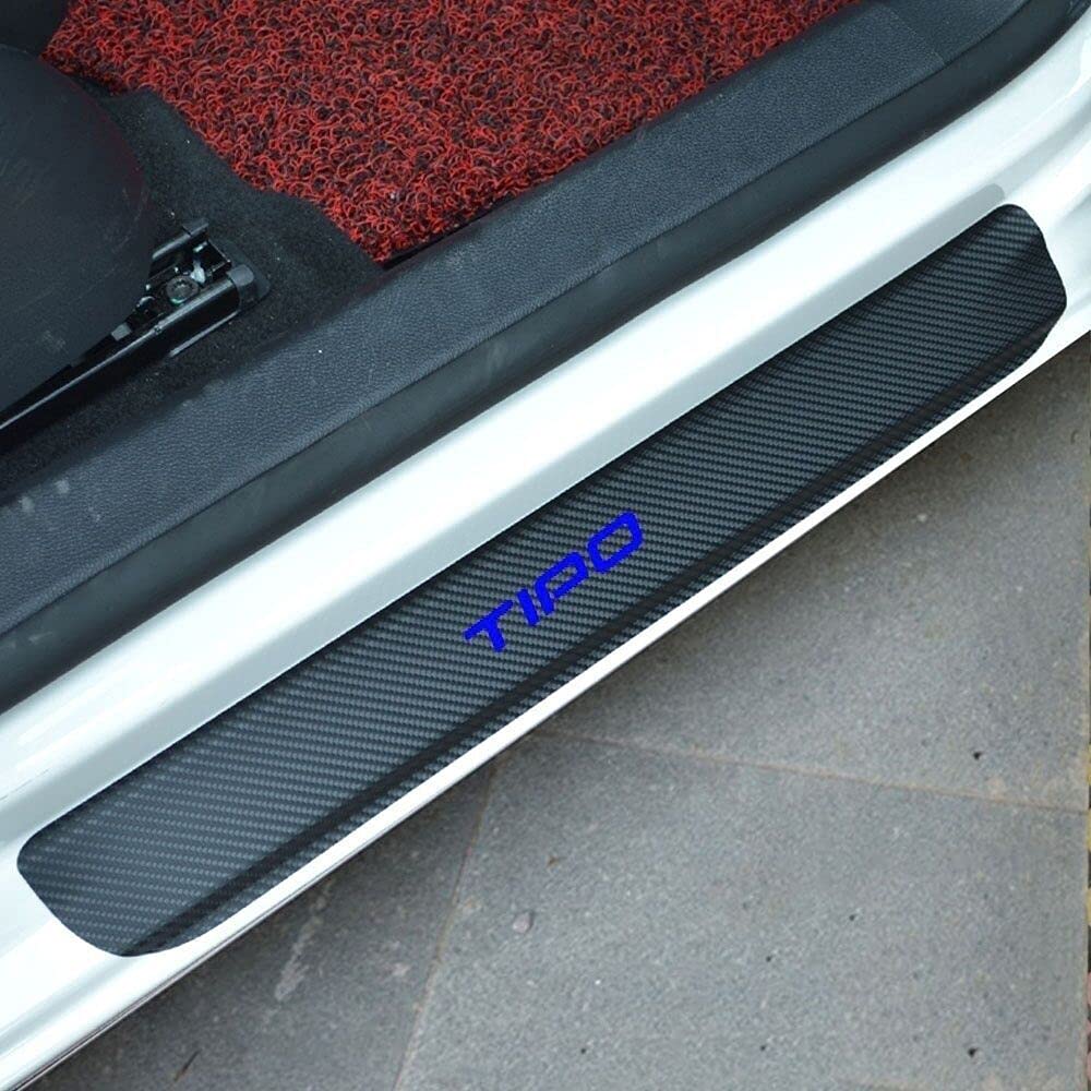 Symilov 4 Pièces Autocollants Protection Seuil Porte De Voiture Pour FI-at 500, Accessoires De Décoration De Plinthes Auto En Fibre Carbone De Anti- Rayures,Black