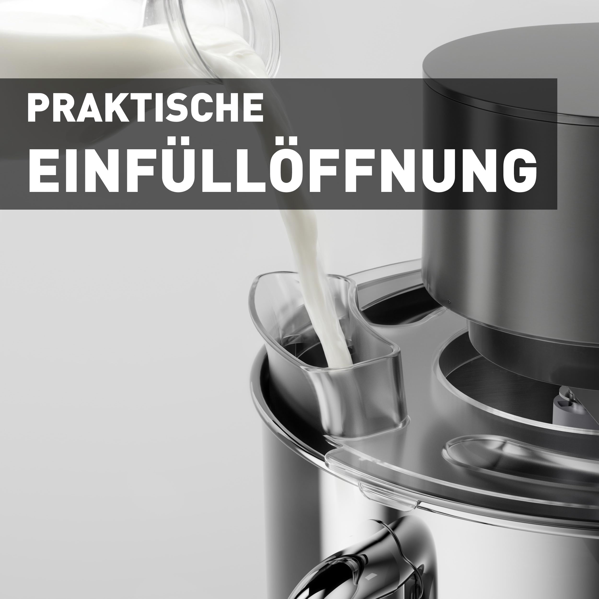 Heinrichs´s Küchenmaschine, Knetmaschine, Teigmaschine, 2500W Küchengerät, Doppel-Knethaken, Rührhaken, Schneebesen, 8 einstellbare Geschwindigkeiten, XXL 8L Edelstahlschüssel,geräuscharm, Titan