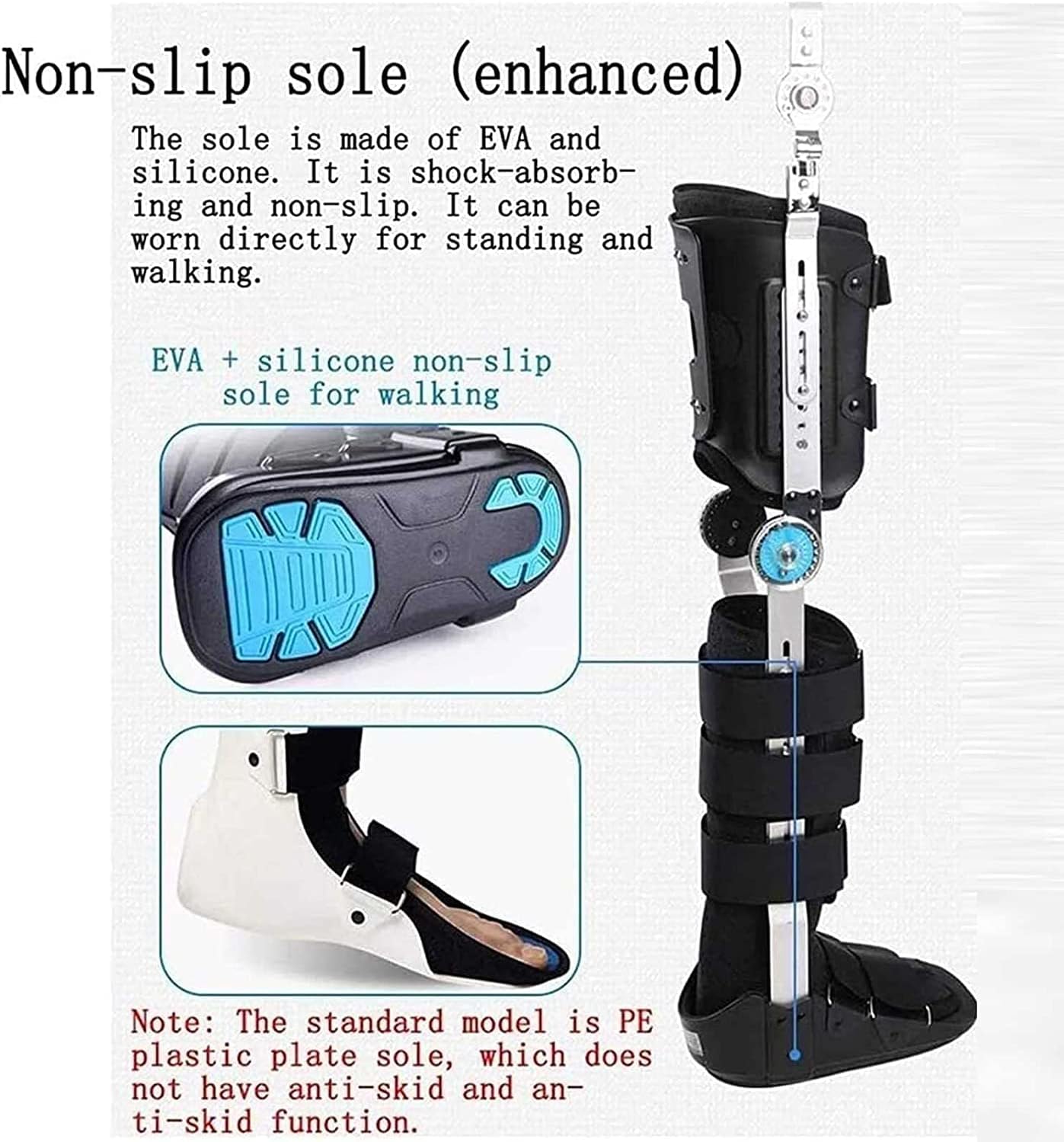 Foot Fixation Orthosis Reusable, Hinged Hip Knee Ankle Support for Thigh Leg Fracture Foot and Orthotics of Lower Limbs Knee Ankle(A-Ss)