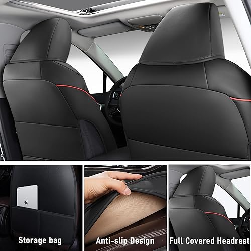 Miniatura 5 de LINGVIDO Fundas de asiento de automóvil RAV4 de ajuste personalizado, juego completo de protectores de cojín para vehículo automotriz para Toyota