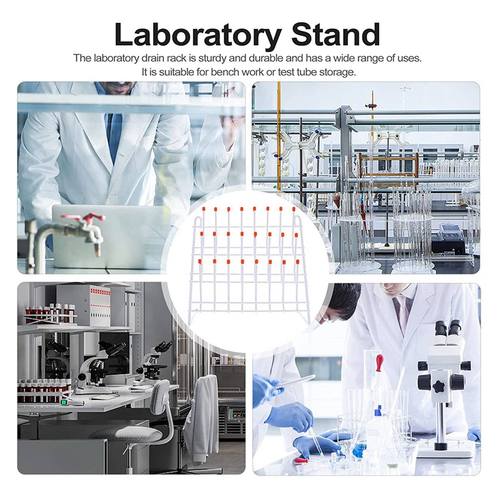 2 estantes de secado de laboratorio, 24 clavijas, estante de secado de vidrio, soporte de pared o estante de secado de vidrio de laboratorio independiente