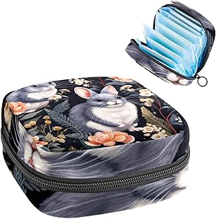 Tampons Holder for Purse, Portable Feminine Menstruation Pad Holder, Chinchilla Cute Sanitary Napkin Storage Bag for Women