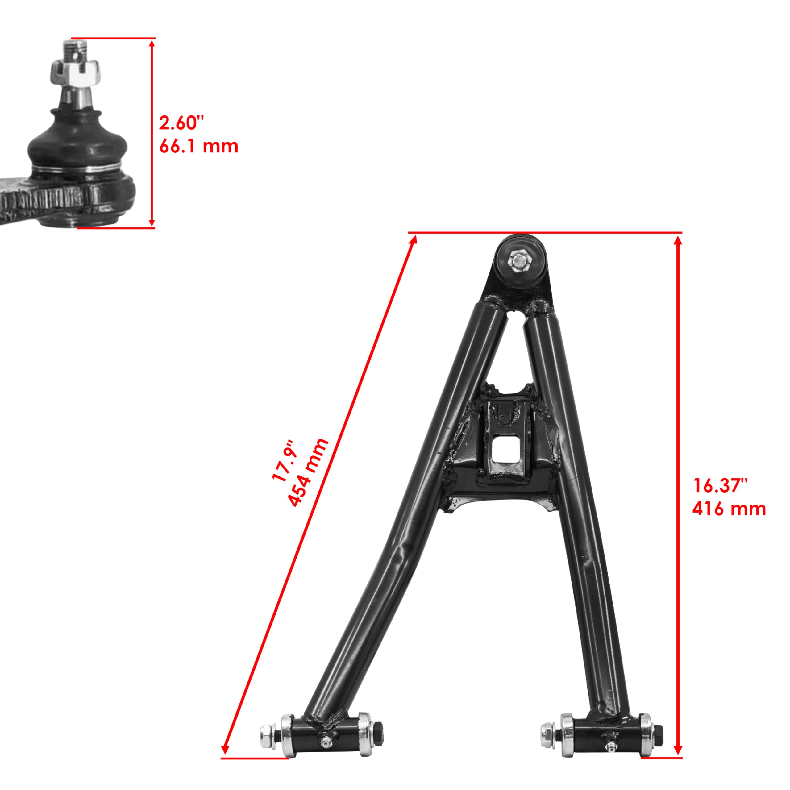Caltric Black Front Lower Right And Left A-Arms Compatible with Yamaha Raptor 700 Yfm700R 2006-2026 product thumbnail 3