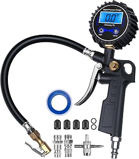 DigitPro Digital Tire Pressure Gauge Inflator 3-250 PSI - 3-in-1 Air Compressor Accessory with Hose, Backlit Display for Cars, Trucks, SUVs, RVs