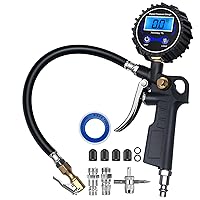 Vista 1 de Medidor digital de presión de neumáticos con inflador, accesorios de compresor de aire de 3-250 PSI con acoplador de conexión rápida, accesorios
