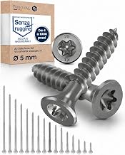 100 x A2 Stainless Steel V2A Torx Wood Screws, Chipboard Screws, 5.0 x 50 mm, Partial Thread 5 mm Thick, 50 mm Long, A2 Stainless Steel Wood Screws