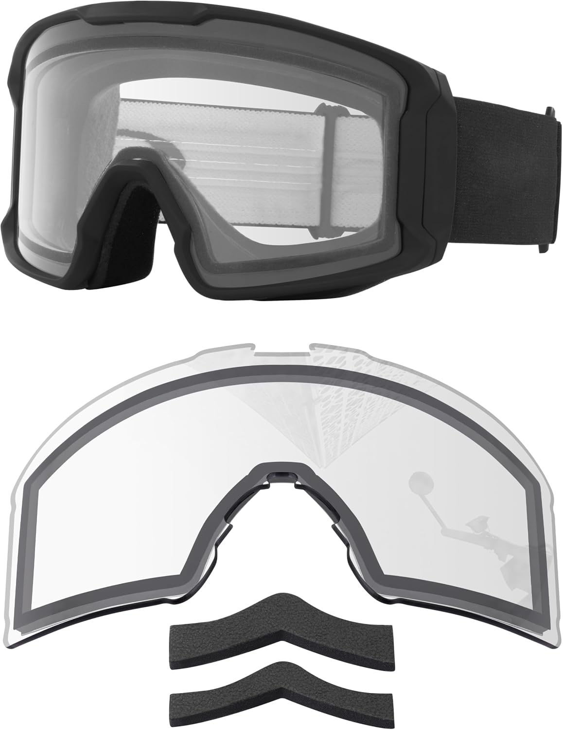 Anti-fog Ski Goggles Replacement Lenses&Nose Pads for Oakley Line Miner L OO7070 Snow Goggle - HD Clear