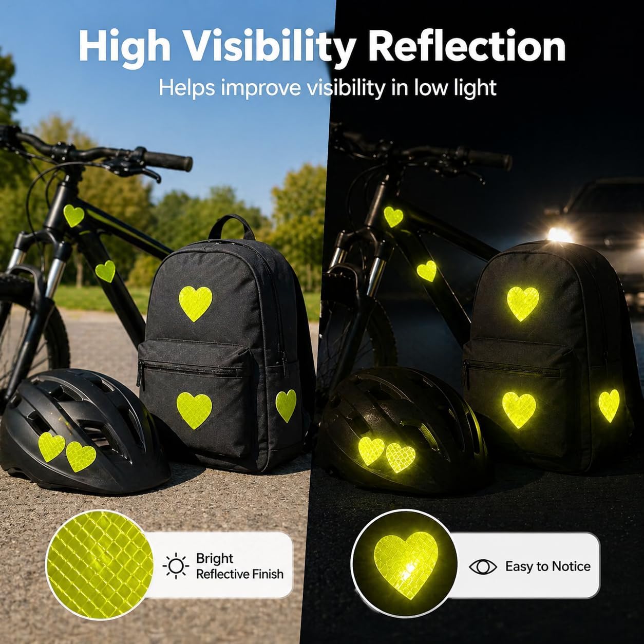 10 Pack Heart Reflective Stickers