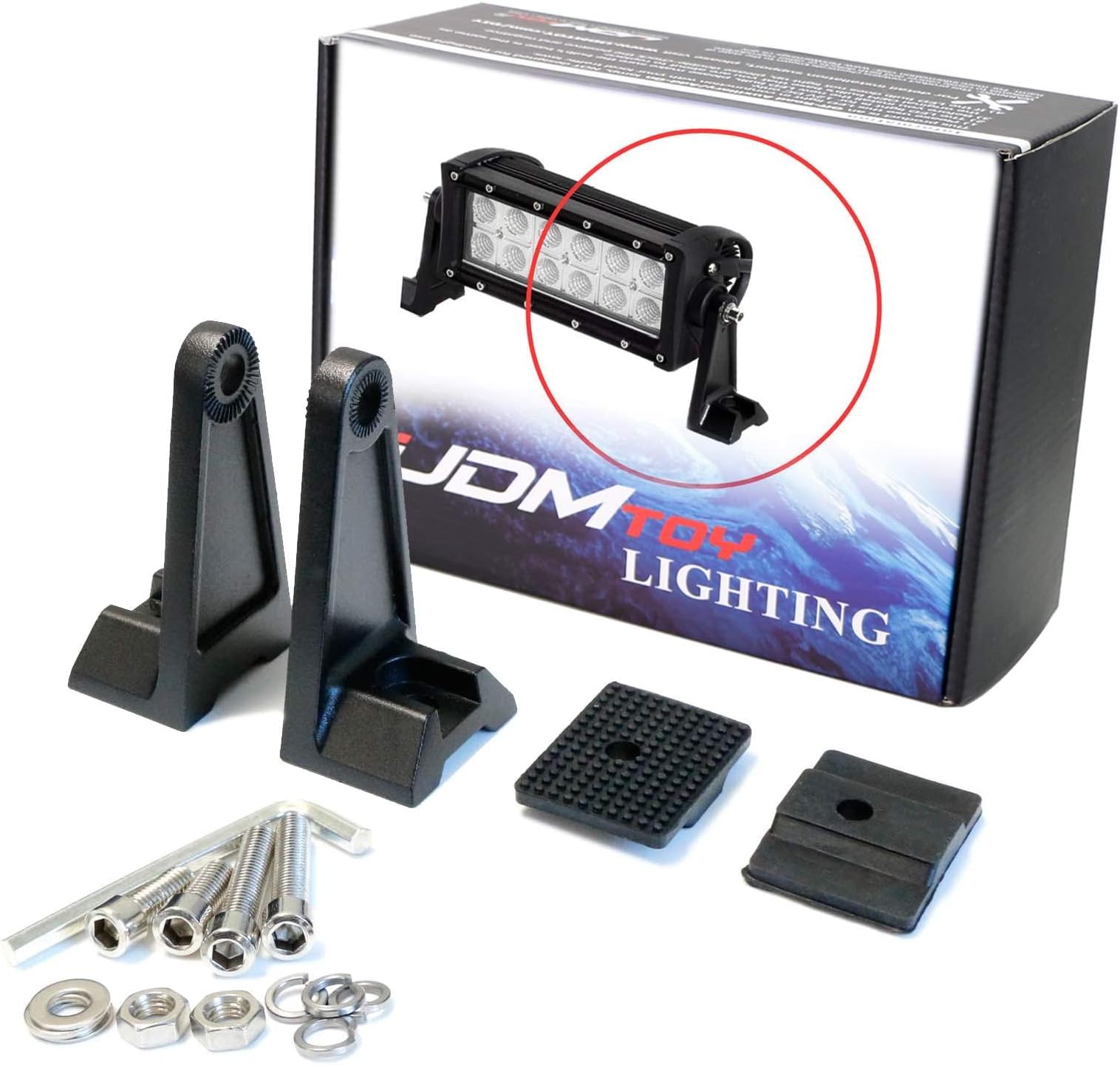 iJDMTOY (2) Universal Fit Side Brackets For Mounting Double Row Straight or Curve LED Light Bar (up to 52" 300W)