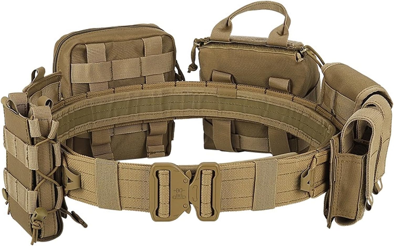 Gun Belt - Battle Belt with Accessories 8-in-1 Detachable Utility Adjustable Comfortable Heavy Duty Combat for Daily Commuting, Hunting, Simulated Training