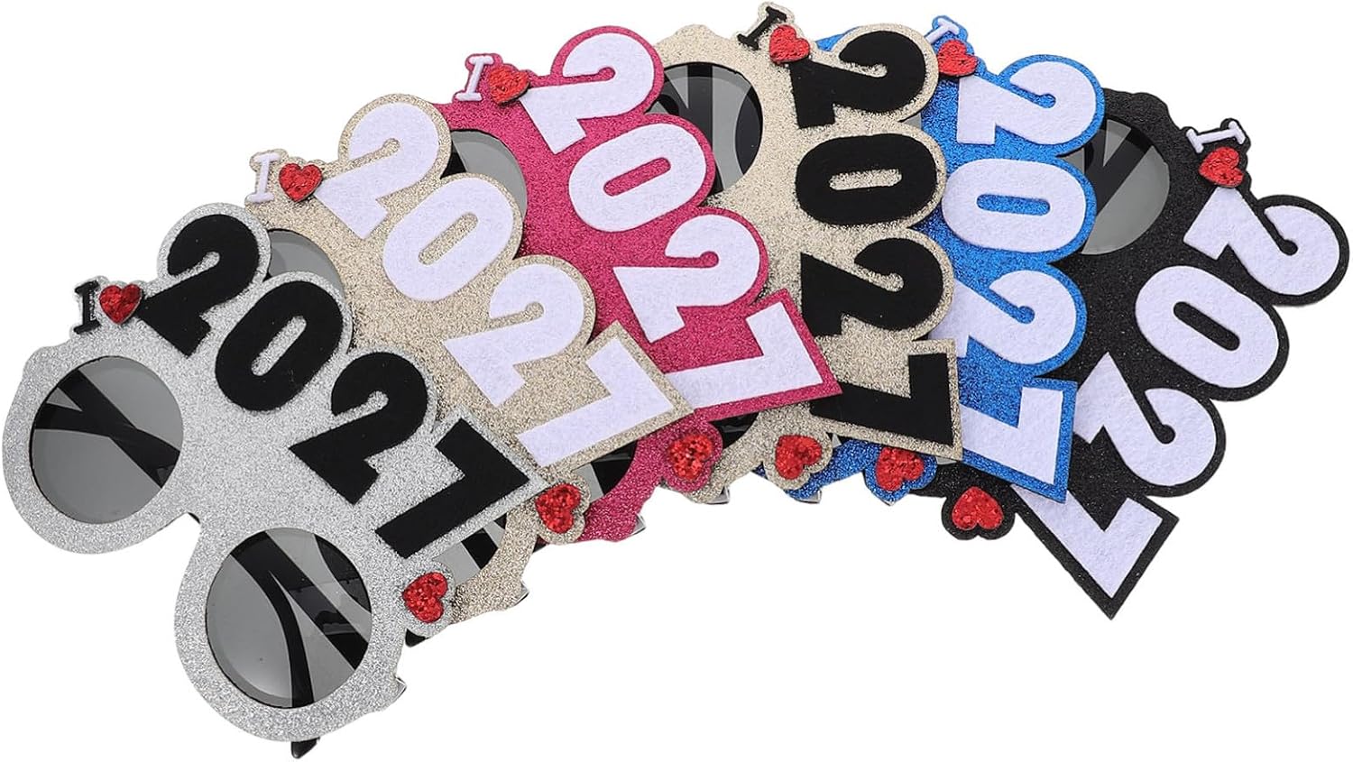 6pcs Glitter 2027 Party Glasses Lensless Design Unisex Photobooth Props Fits Most Faces for Festive Gathering and Holiday New Year Eve Celebration
