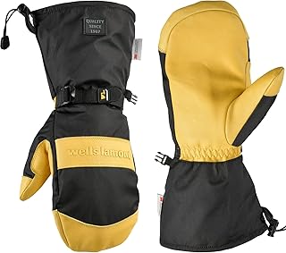 Wells Lamont Men's Insulated HydraHyde Waterproof Grain Leather Hybrid Winter Mittens, Sewn-in Glove Liner, Large (868L), Black