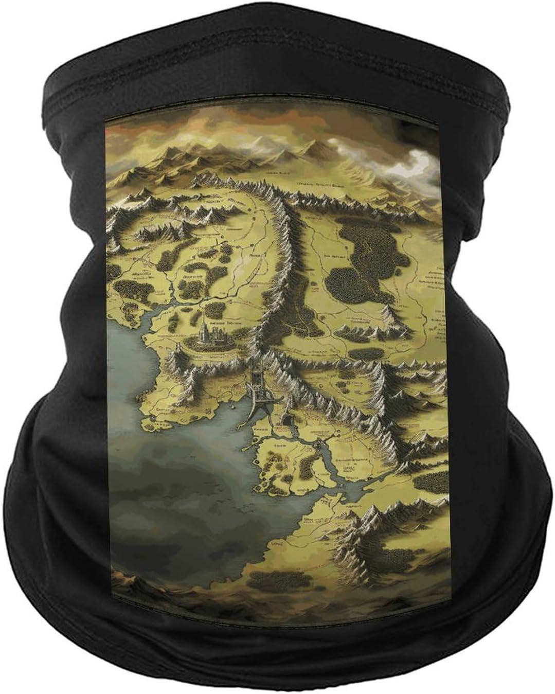 Middle Earth Map Neck Gaiter Face Mask UV Protection for Men Women, Breathable Quick Dry Face Cover Bandana Outdoor Sports Balaclava Wind-Proof for Hiking Skiing Motorcycle Cycling