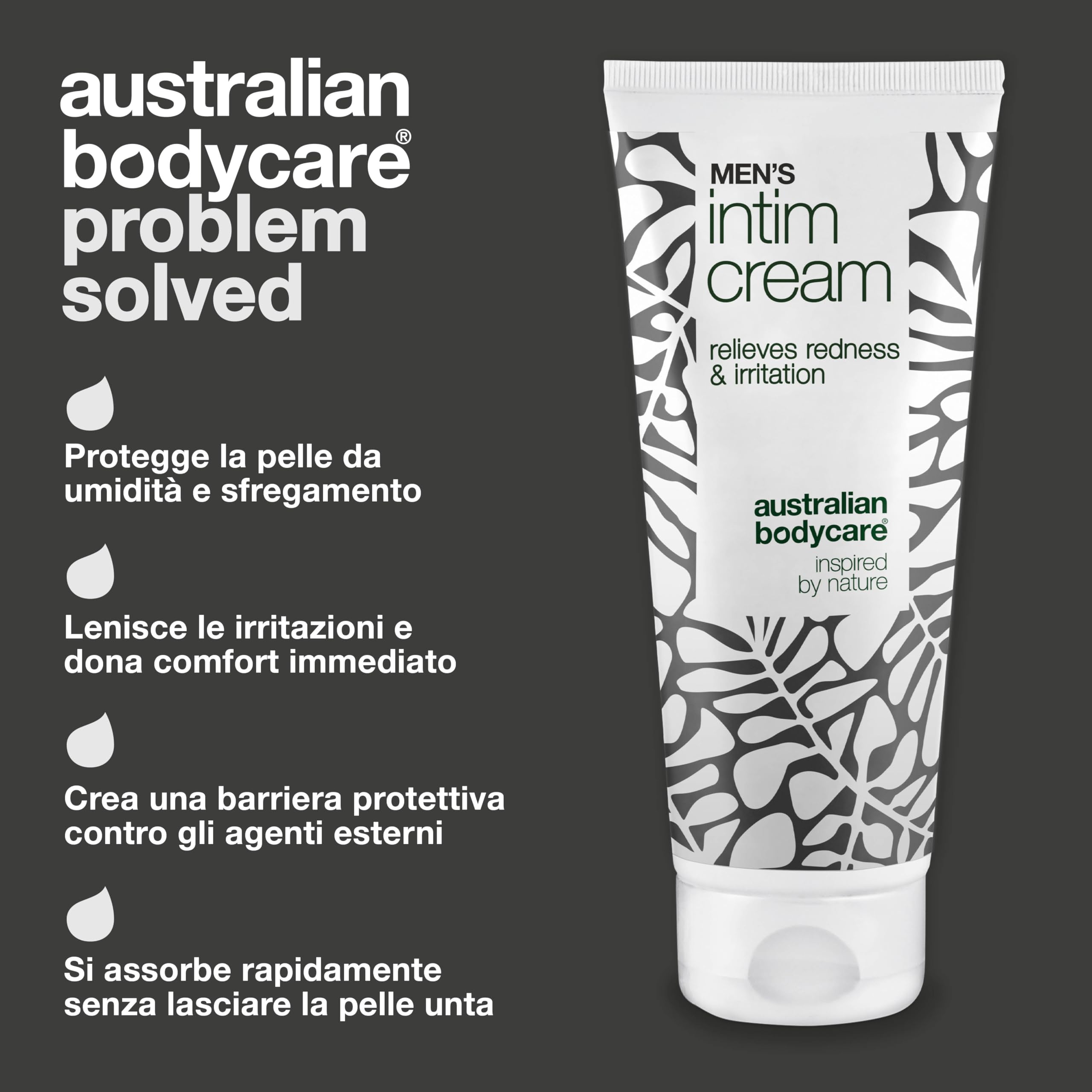 Crema Intima per Uomini – allevia prurito, sfregamenti e umidità. Formula con burro di karité, cera d’api e zinco per una pelle asciutta e protetta