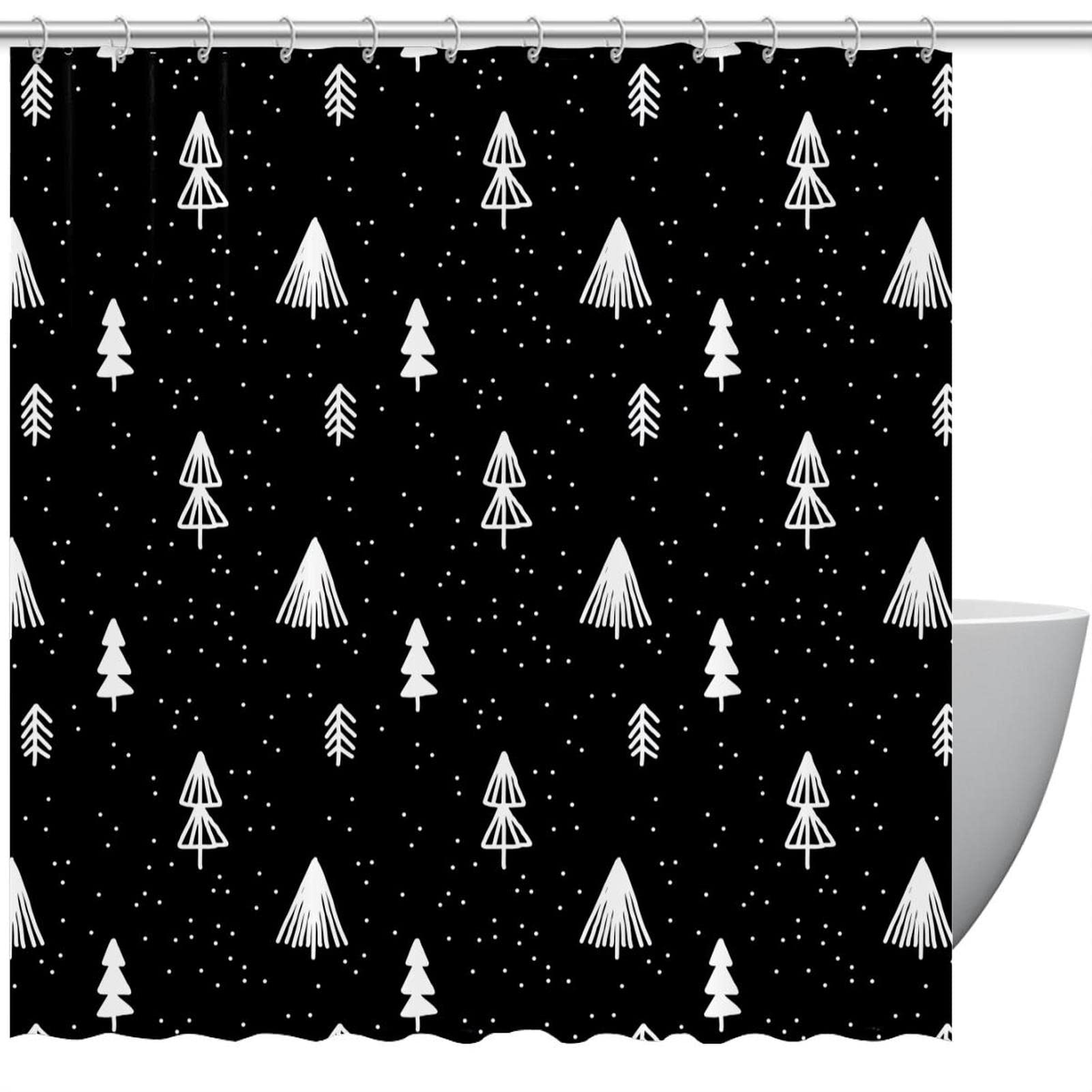 Rideau de douche sapin de Noël anti-éclaboussures et facile à laver