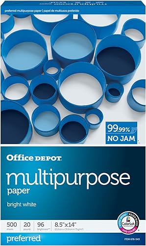 Miniatura 3 de Office Depot Impresora multiusos y papel de copia, blanco, legal (8.5 x 14 pulgadas), 500 hojas por resma, 20 libras, 96 brillo