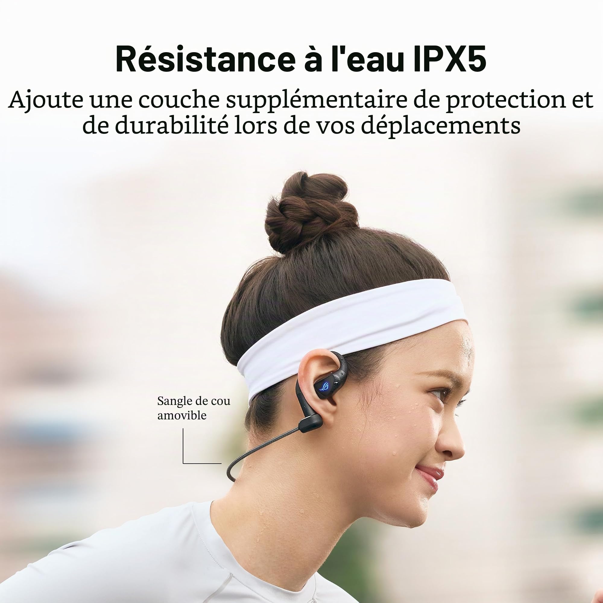 ASUS - ROG Cetra Open Wireless - Écouteurs Gaming sans-Fil, Haut-parleurs avec revêtement DLC, Modes Audio personnalisés, Quatre micros à réduction de Bruit par IA, 16 Heures d'autonomie,