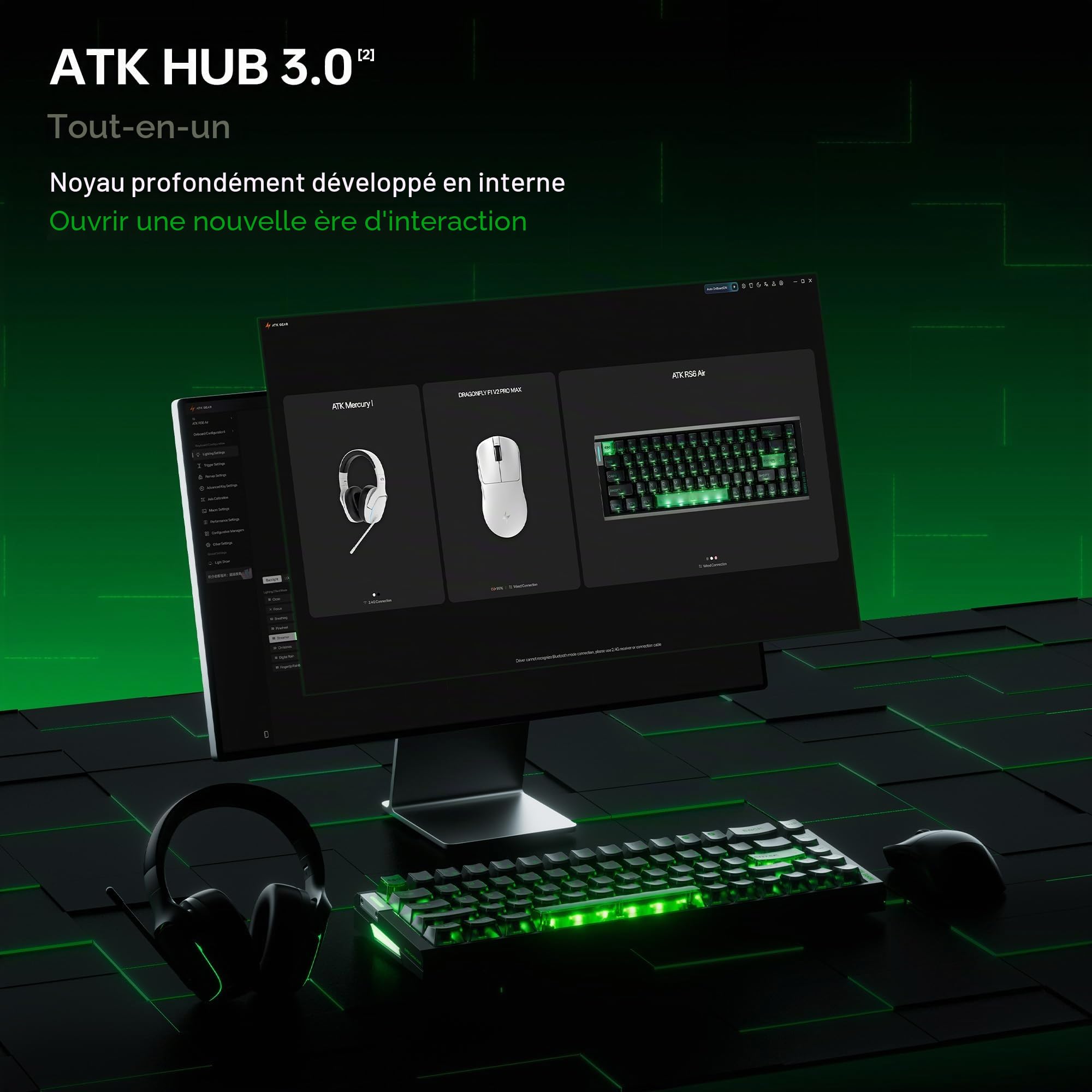 ATK RS6 Air Hall Clavier de jeu effet Hall, polling 8K, balayage 256K, latence de 0,08 ms, RT réglable de 0,001 à 3,3 mm, joint rigide 5 couches, plaque d'aluminium, 65 % 68 touches (noir-zen)
