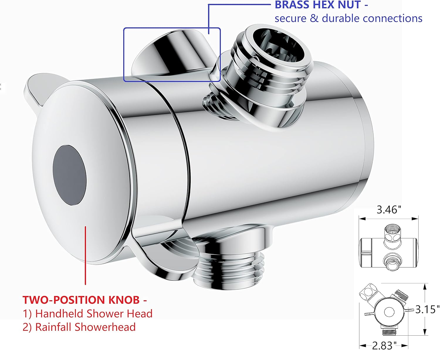 NEW Flexible Dual Shower Head with Handheld Combo with 5-ft Shower Hose - 6-Spray Settings, Brass Connectors, Pause/Water-Saving Function, Bendable Extension Arm (Chrome) - BSS116201CP