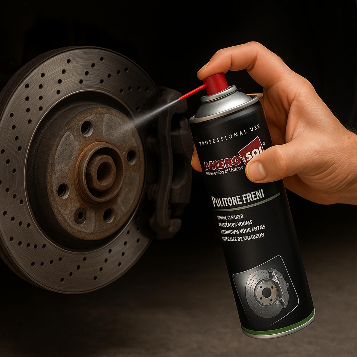 Bomboletta Pulitore per Freni Spray 500ml detergente per la pulizia e sgrassatura delle parti meccaniche durante i lavori di manutenzione e di riparazione della tua bici auto e moto, Made in Italy (5)