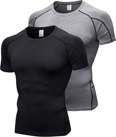 Mens Compression Shirts Short Sleeve Workout T Shirt Cool Dry Athletic Undershirts Gym Yoga Base Layers Running Tops