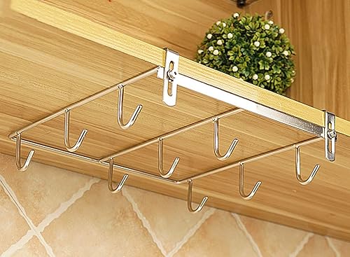 MAGPIE Soporte para taza de café Acero inoxidable 304, estante para tazas debajo del estante, grosor de ajuste de gabinete aplicable de 0.39 a 1.17