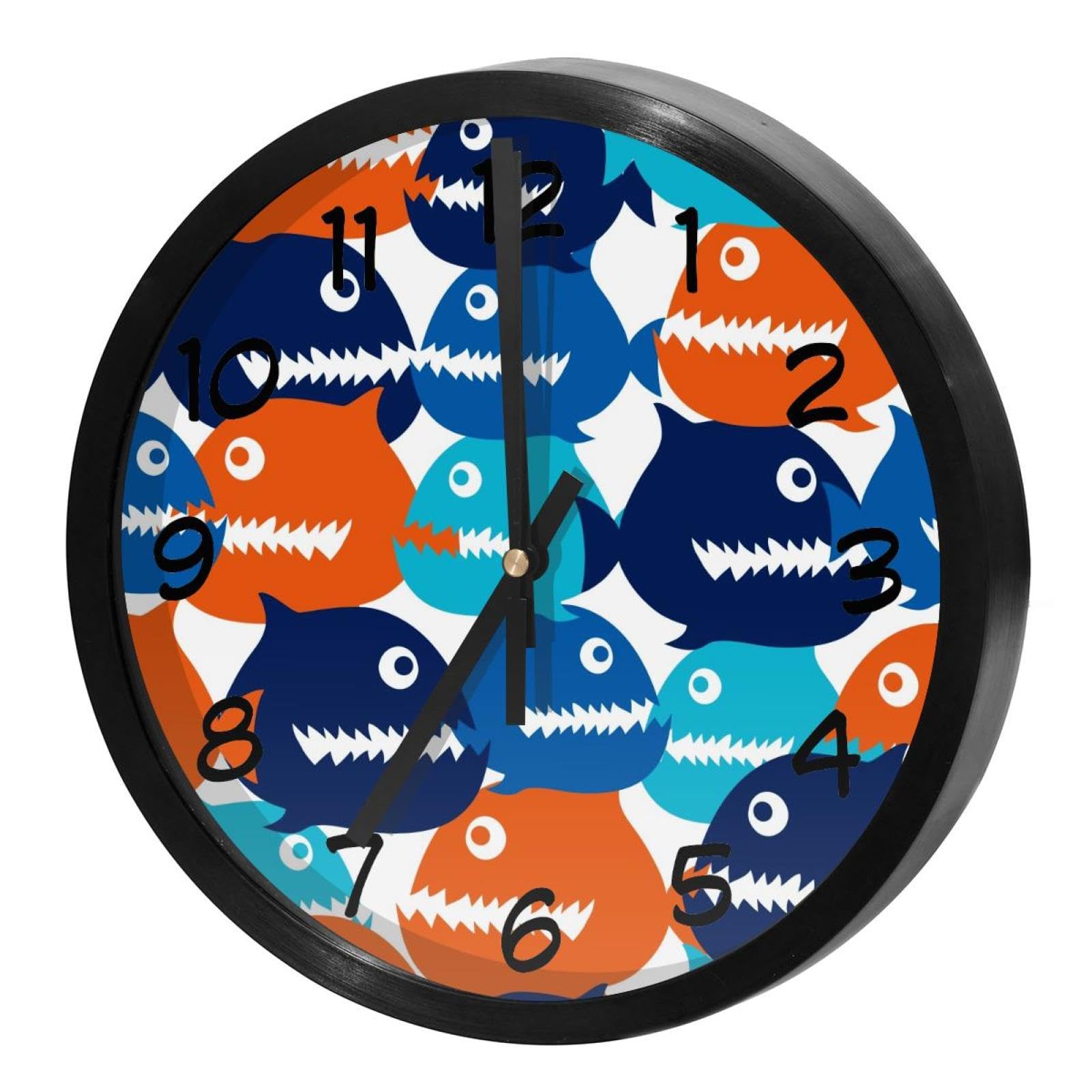 Horloge murale pour cuisine et maison motif piranha coloré ambiance chaleureuse