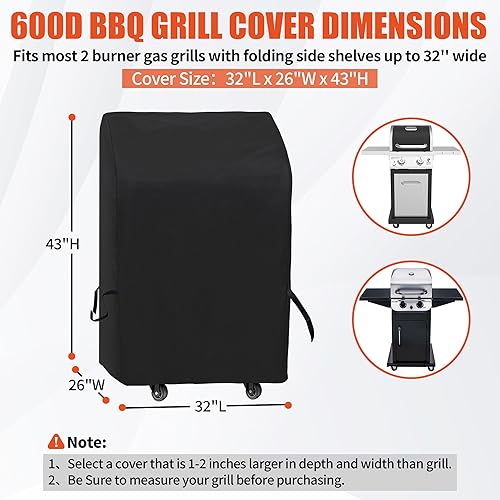 Miniatura 2 de iCOVER - Cubierta para parrilla pequeña, Cubierta para parrilla a gas de 30 pulgadas con dos quemadores para barbacoa, resistente impermeable 600D,