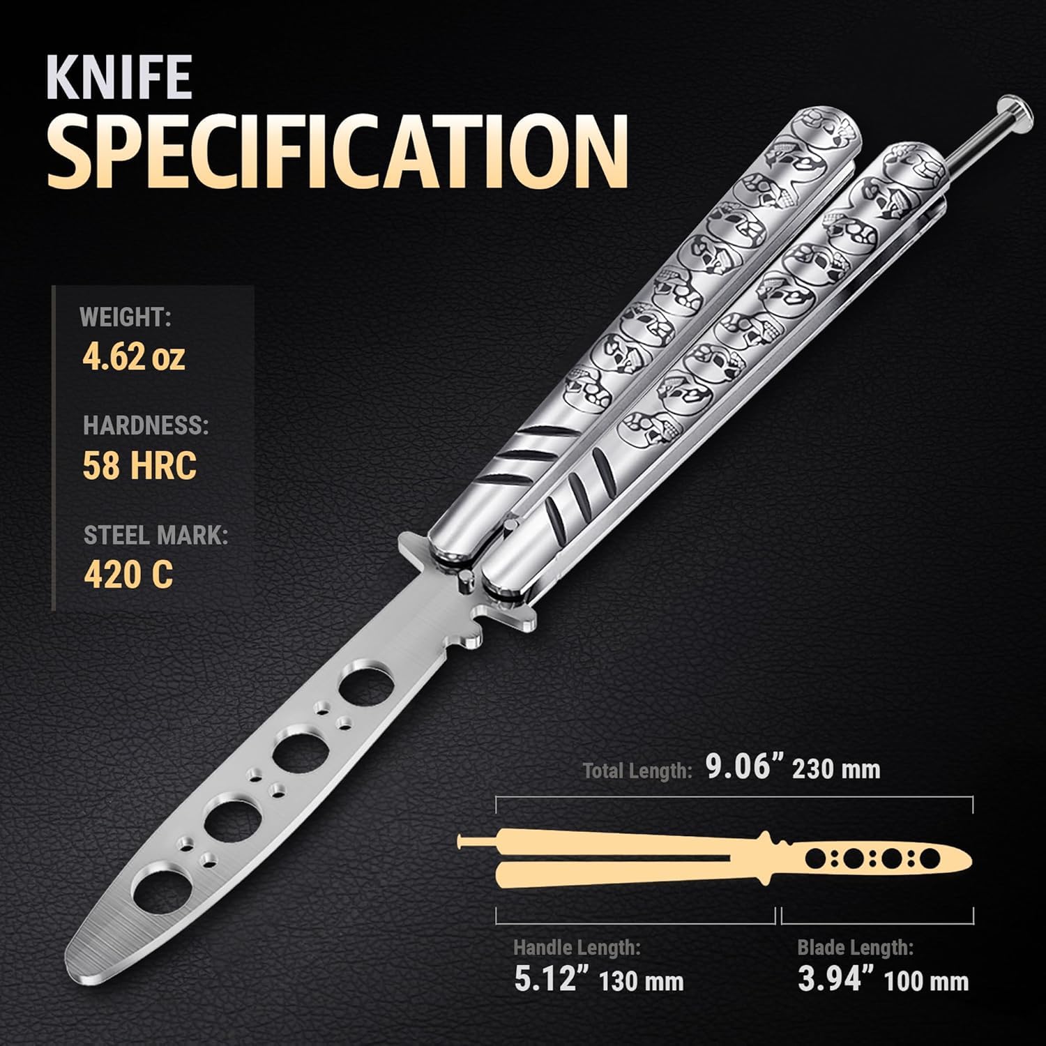 Custom Butterfly Knife for Men and Women - Personalized Idea Gifts - Engraved Gifts for Dad Husband Boyfriend Wife Girlfriend - Customized Trainer for Birthday - NOT Real NOT Sharp Blade K16 S PS
