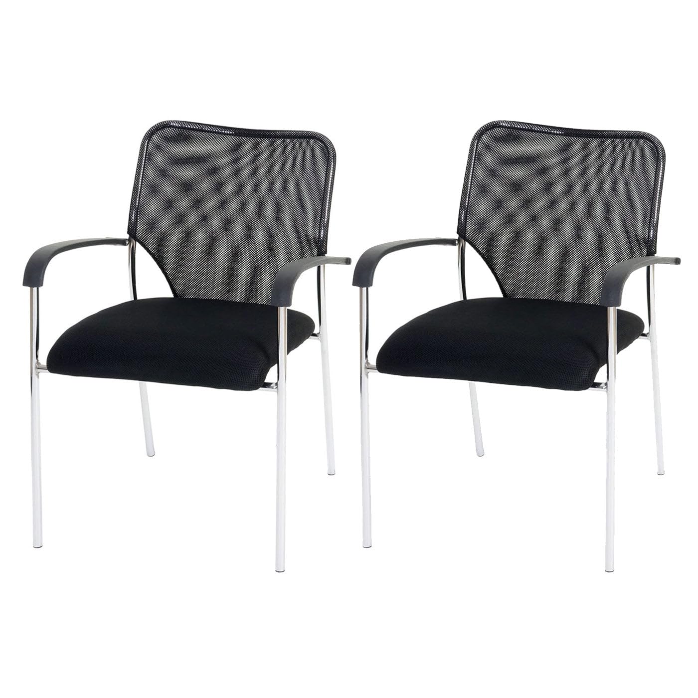 Juego de 2 sillas de visitante para conferencias, apilable de tela, textil, color negro 04_0000279